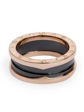 Bulgari Black and Rose Gold B.Zero1 Ring